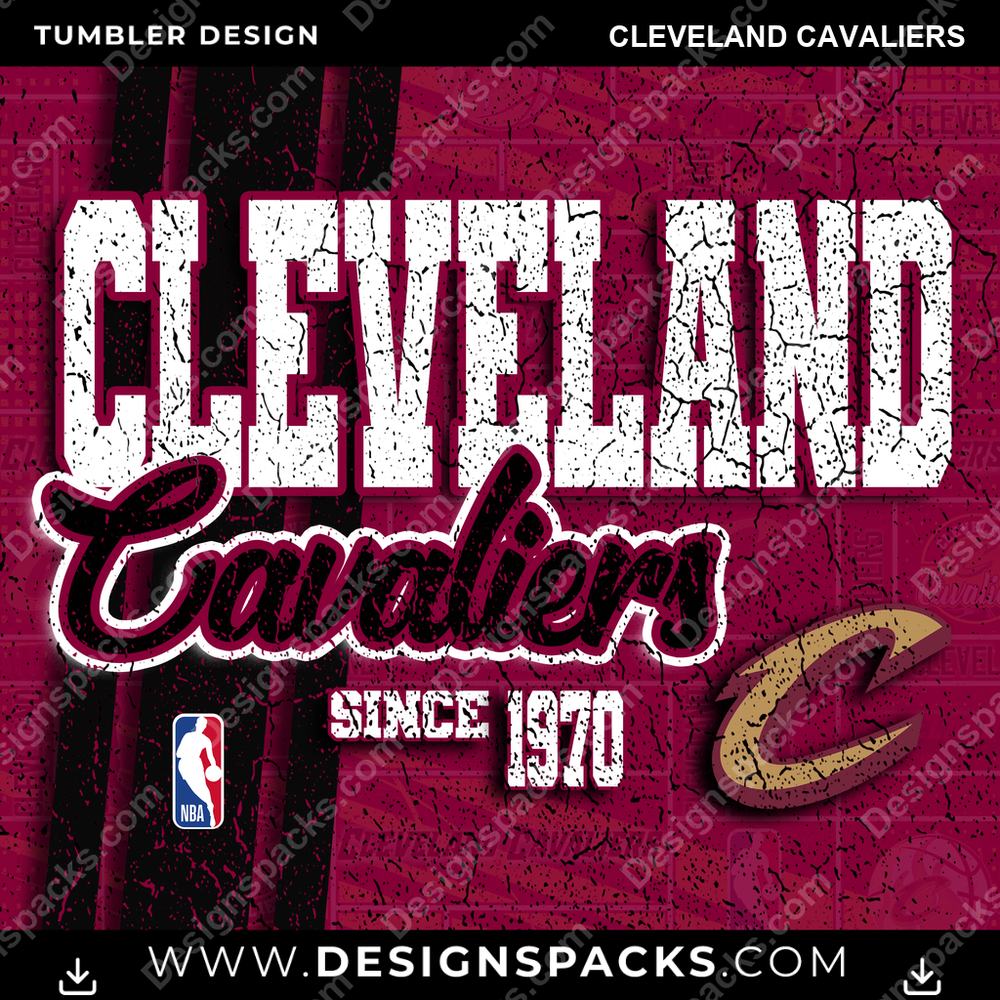 Basketball Grunge Cleveland Cavaliers Tumbler Digital Wrap Design