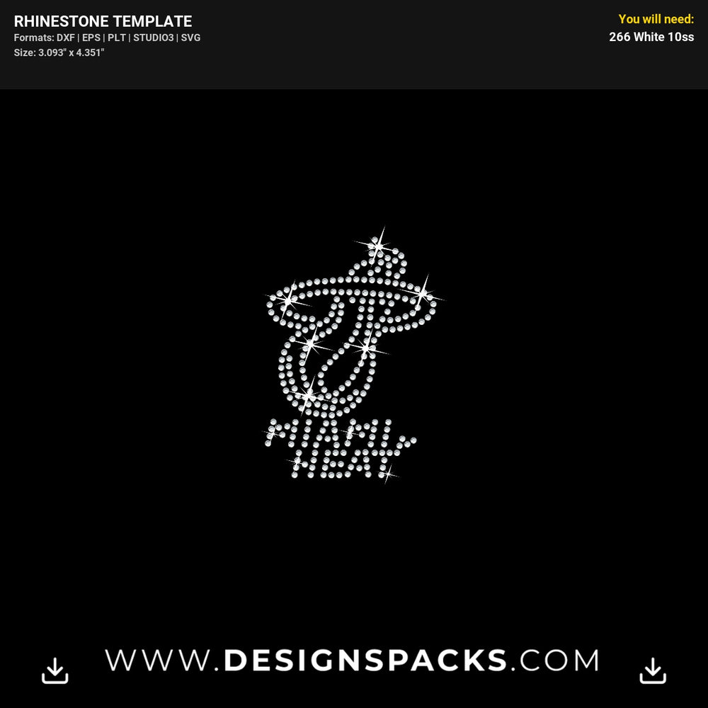 Miami Heat Small Logo Rhinestone Digital Template
