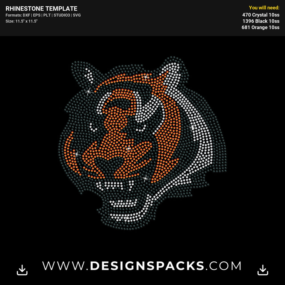 Logo Cincinnati Bengals Tiger Rhinestone Digital Template