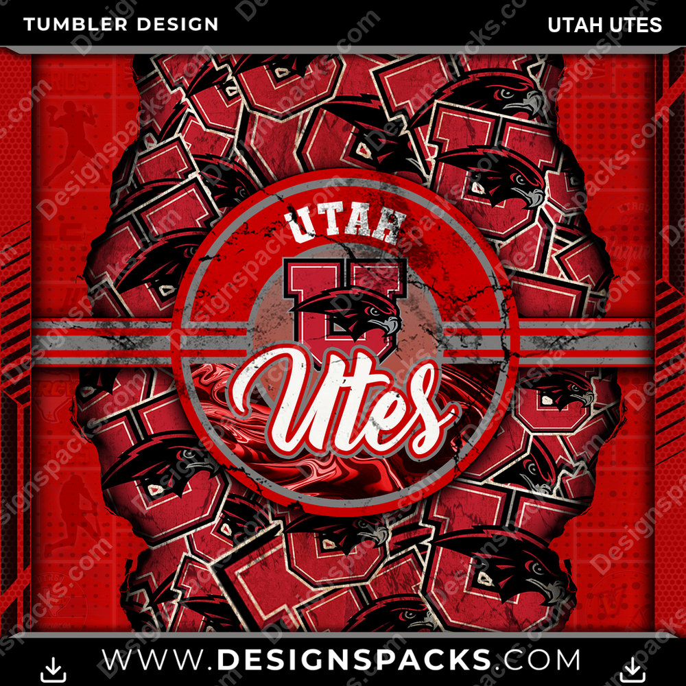 College Sport Ripped Utah Utes NCAA College Sport Tumbler Digital Wrap Design Download
