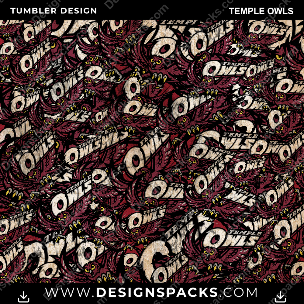 College Sport Logo BG Temple Owls NCAA College Sport Tumbler Digital Wrap Design Download