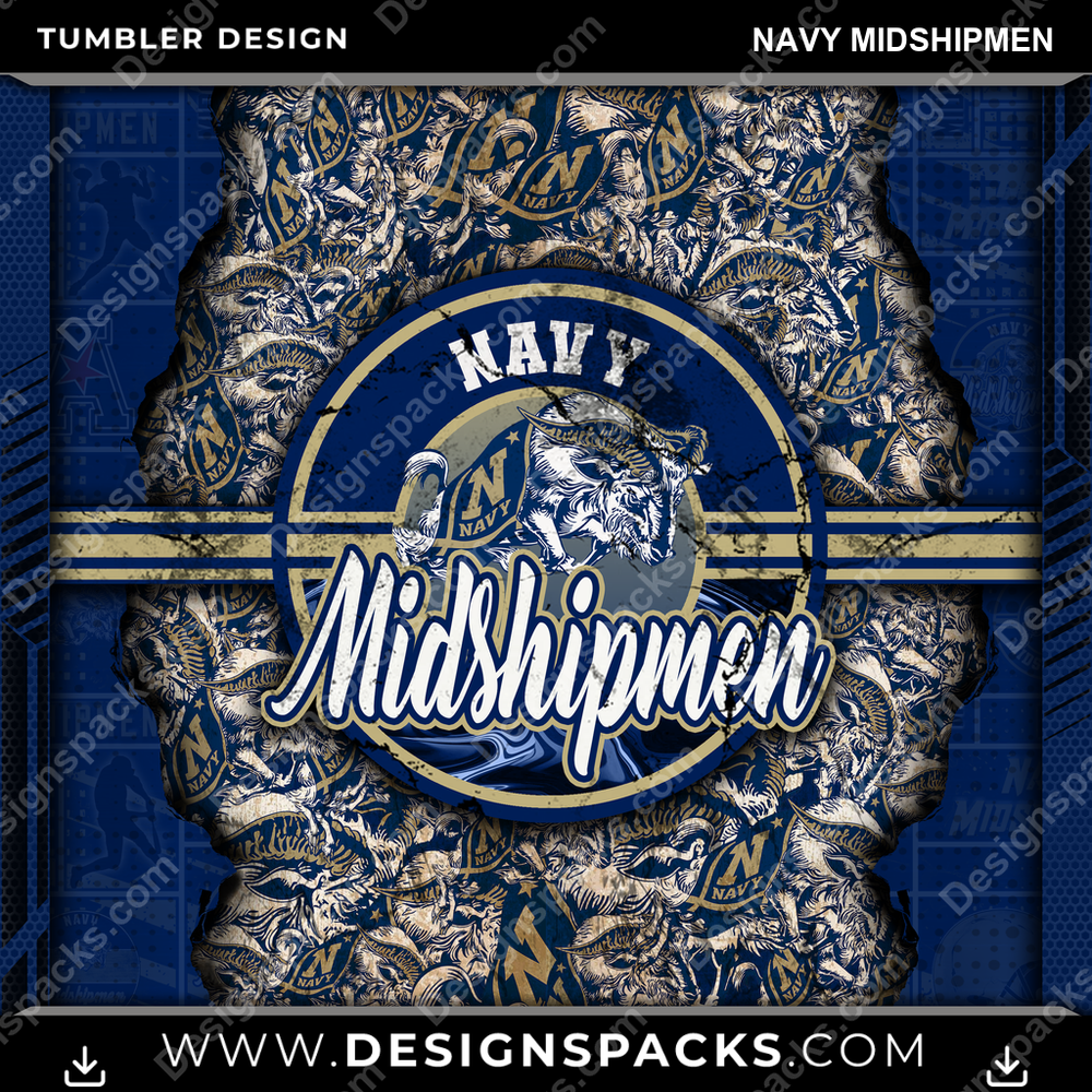 College Sport Ripped Navy Midshipmen NCAA College Sport Tumbler Digital Wrap Design Download