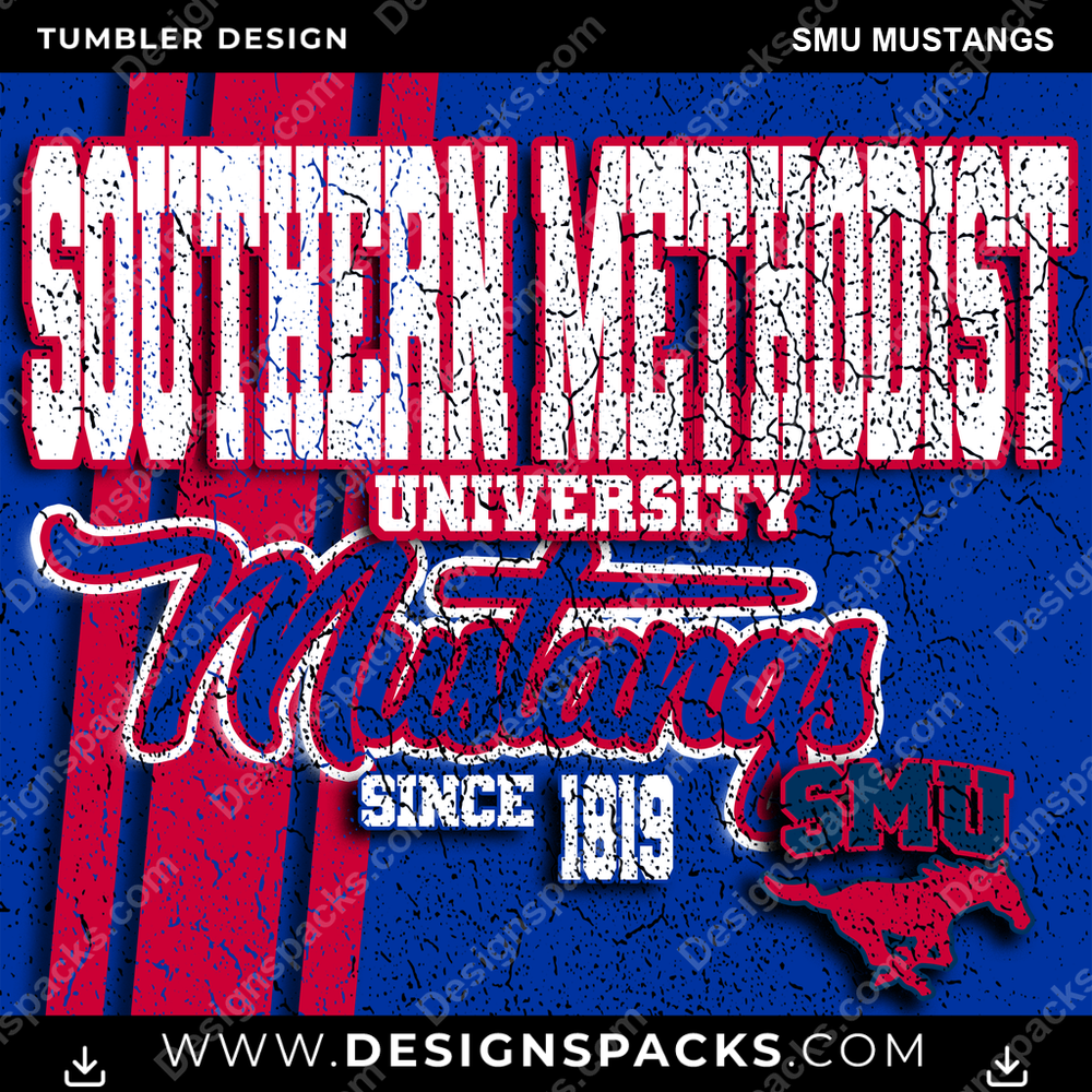 College Sport Grunge SMU Mustangs NCAA College Sport Tumbler Digital Wrap Design Download