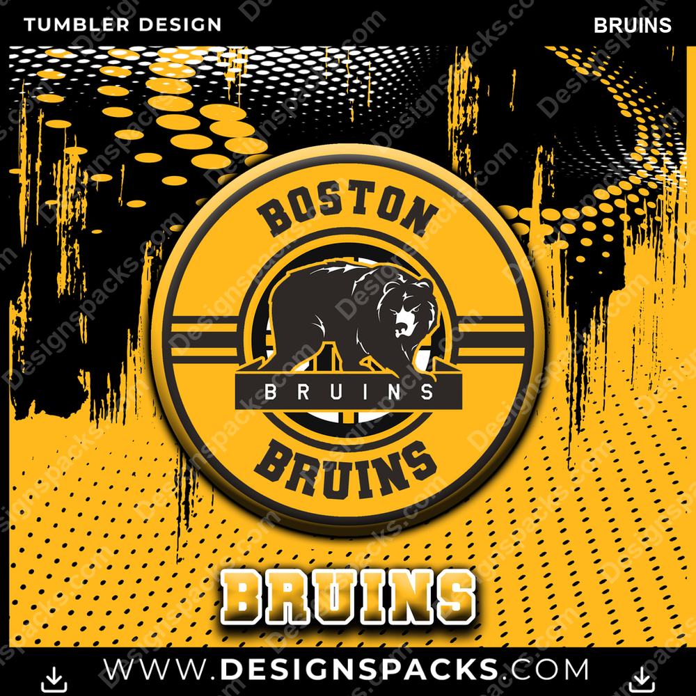 Ice Hockey Dot Logo Bruins Tumbler Digital Wrap Design