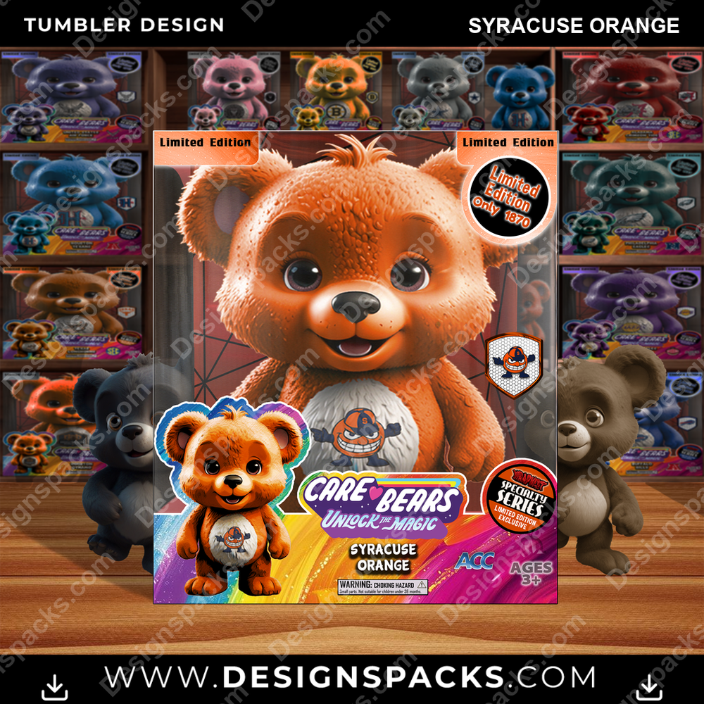 College Sport Care Bear Box Syracuse Orange NCAA College Sport Tumbler Digital Wrap Design Download