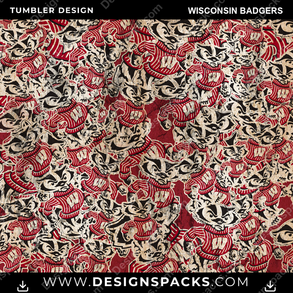 College Sport Logo BG Wisconsin Badgers NCAA College Sport Tumbler Digital Wrap Design Download