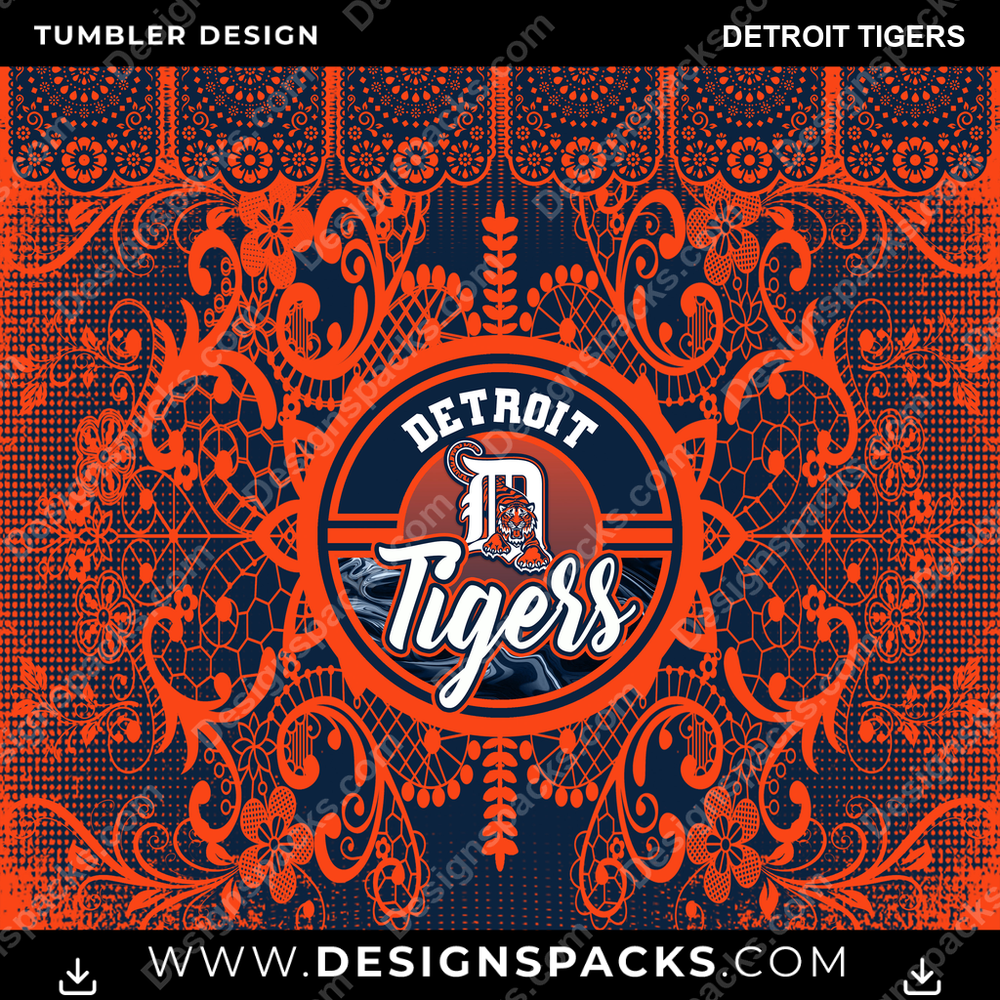 Baseball Lace & Logo Detroit Tigers Tumbler Digital Wrap Design