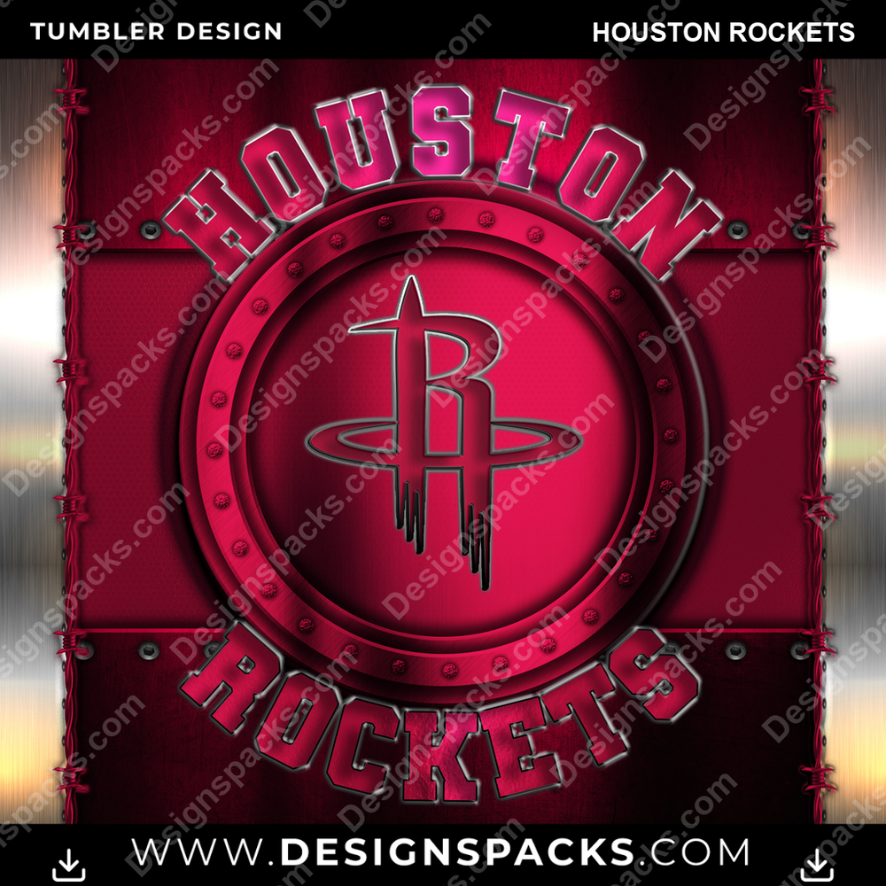 Basketball Metal Houston Rockets NBA Basketball Tumbler Digital Wrap Design Download