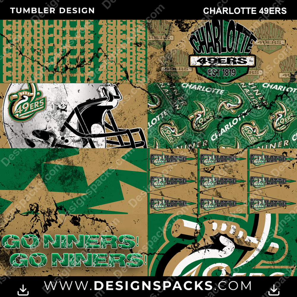 College Sport Distressed BG Charlotte 49ers NCAA College Sport Tumbler Digital Wrap Design Download