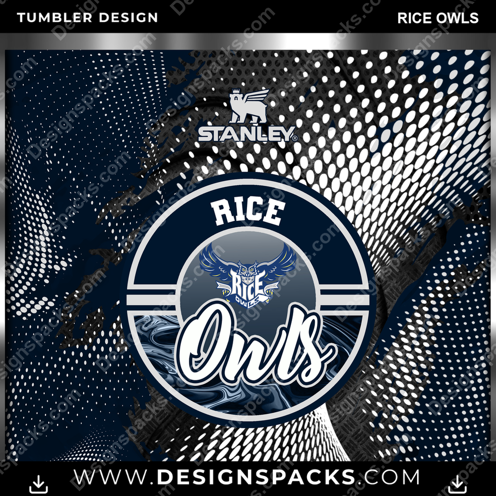 College Sport Stanley Rice Owls Tumbler Digital Wrap Design