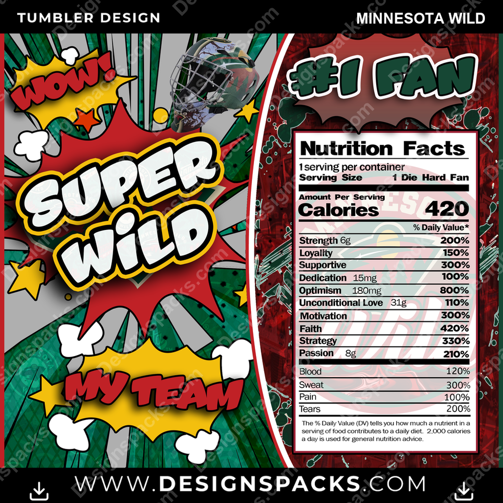 Hockey Super Team Minnesota Wild Tumbler Digital Wrap Design