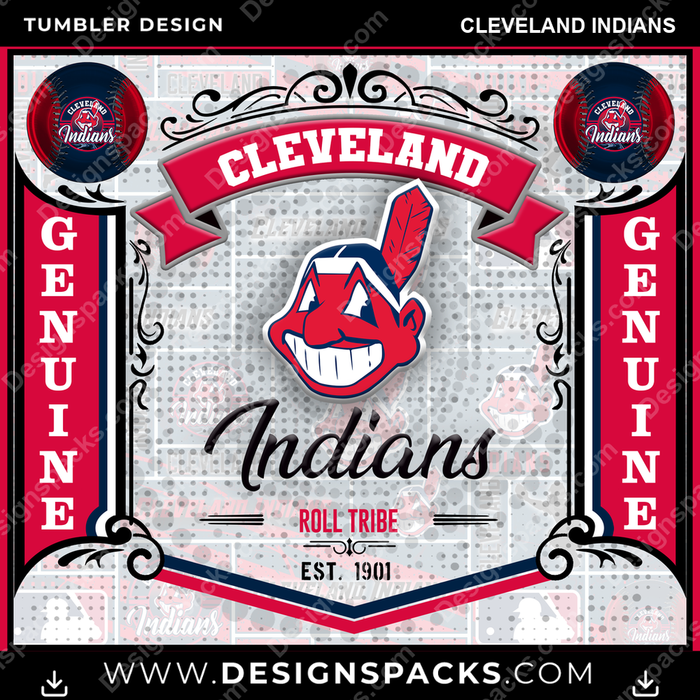 Baseball Bud Cleveland Indians Tumbler Digital Wrap Design