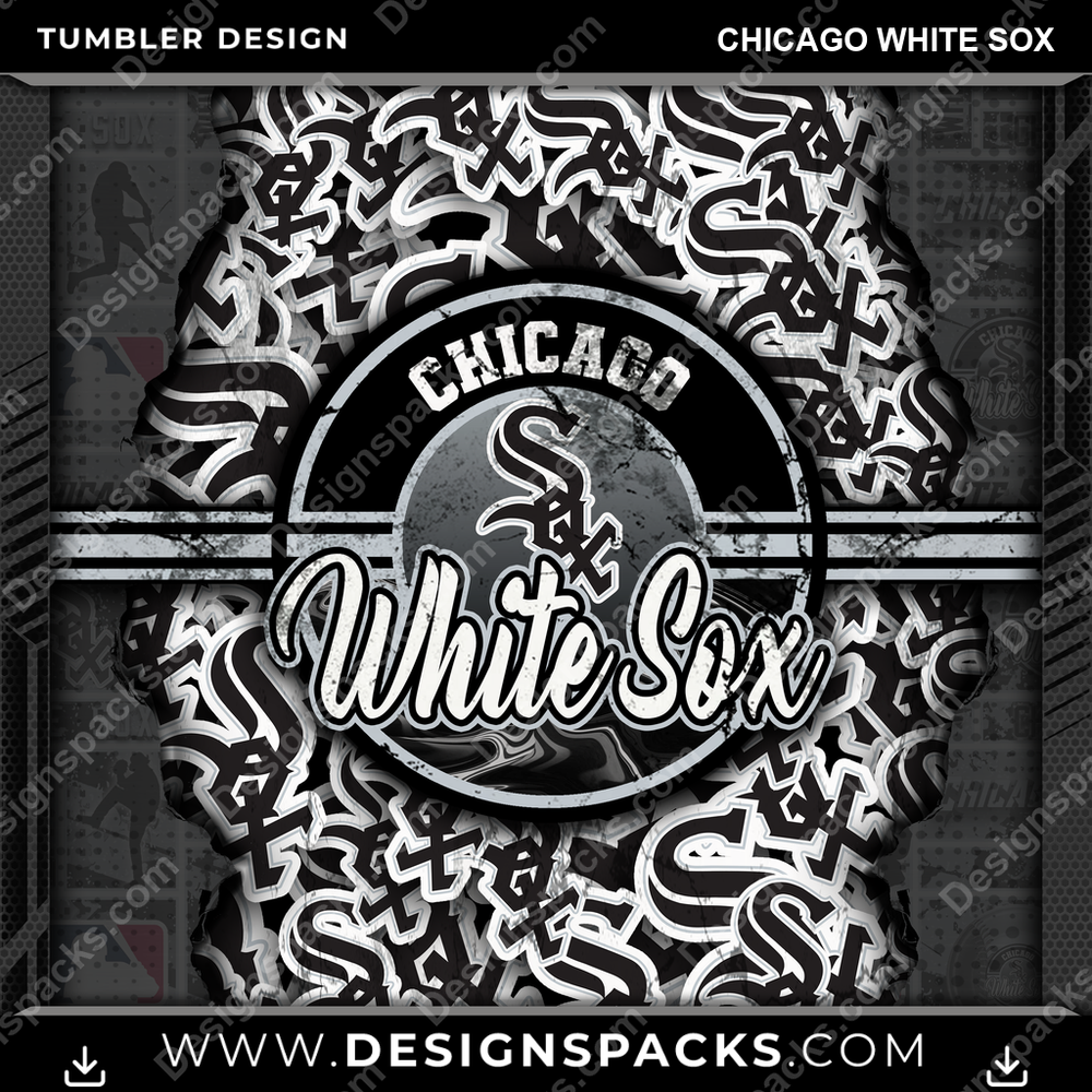 Baseball Ripped Chicago White Sox Tumbler Digital Wrap Design