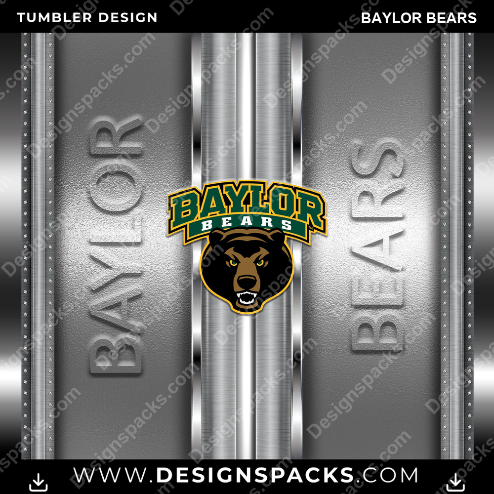 College Sport Metallic Baylor Bears Tumbler Digital Wrap Design