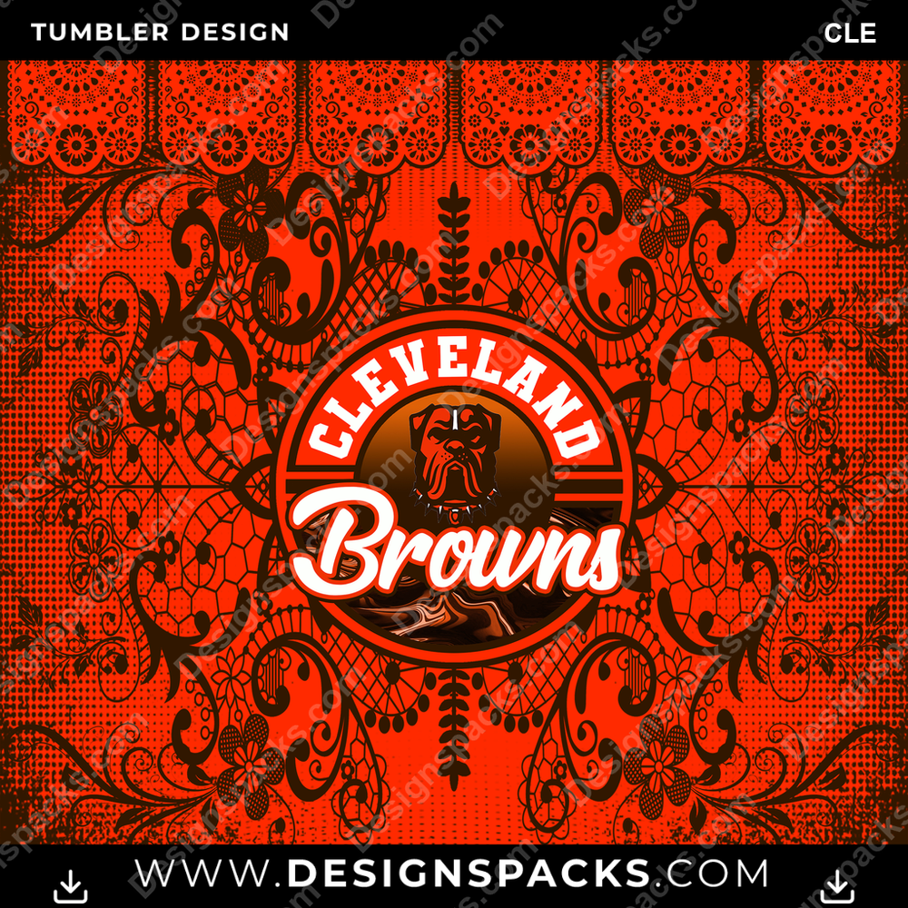 Football Lace & Logo CLE Tumbler Digital Wrap Design