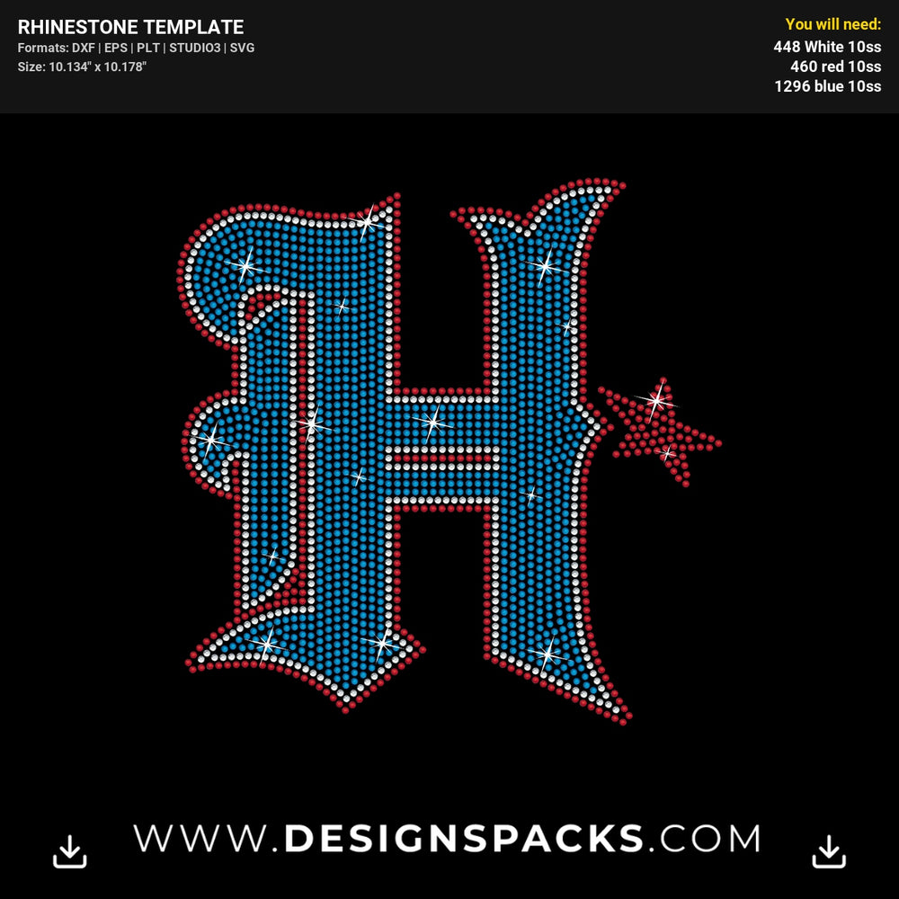 Houston Texans H Logo Nfl Rhinestone Digital Template