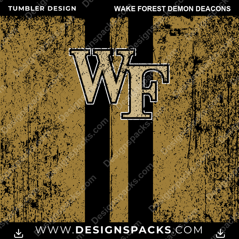 College Sport Grunge Style Wake Forest Demon Deacons Tumbler Digital Wrap Design