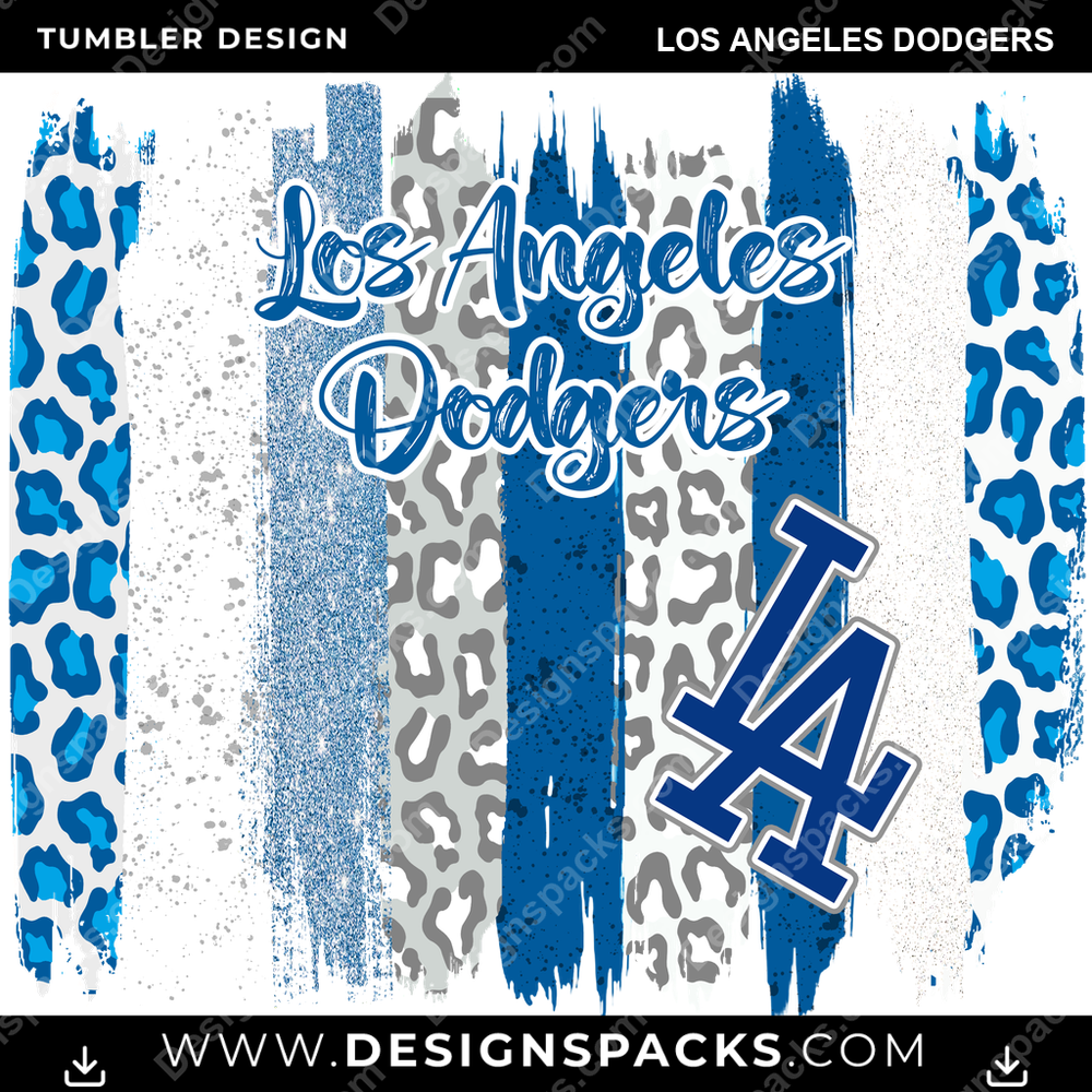 Baseball Brush Strokes Los Angeles Dodgers Tumbler Digital Wrap Design