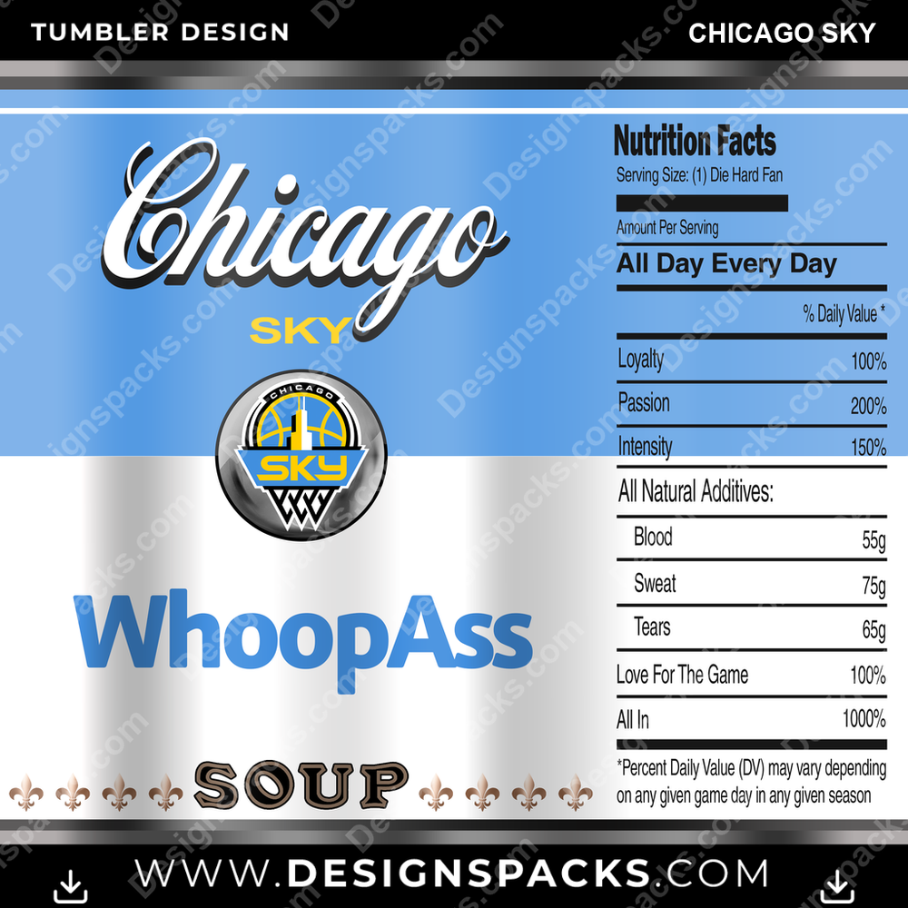 Basketball Soup Can Chicago Sky Tumbler Digital Wrap Design