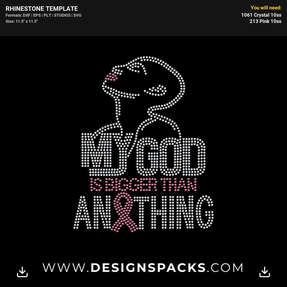 My God Bigger Than Anything Rhinestone Digital Template