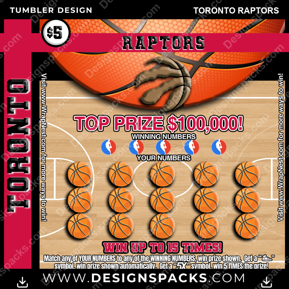 Basketball Lottery Ticket Toronto Raptors NBA Basketball Tumbler Digital Wrap Design Download