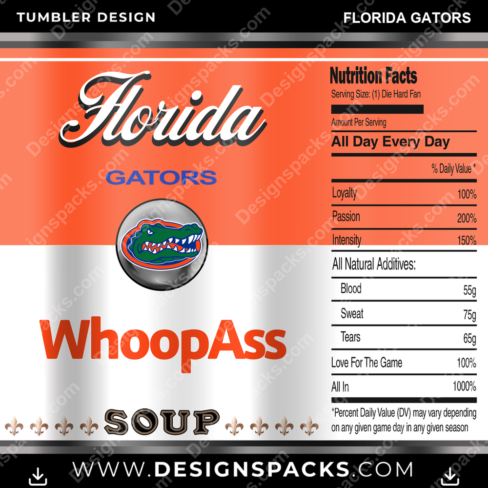 College Sport Soup Can Florida Gators Tumbler Digital Wrap Design