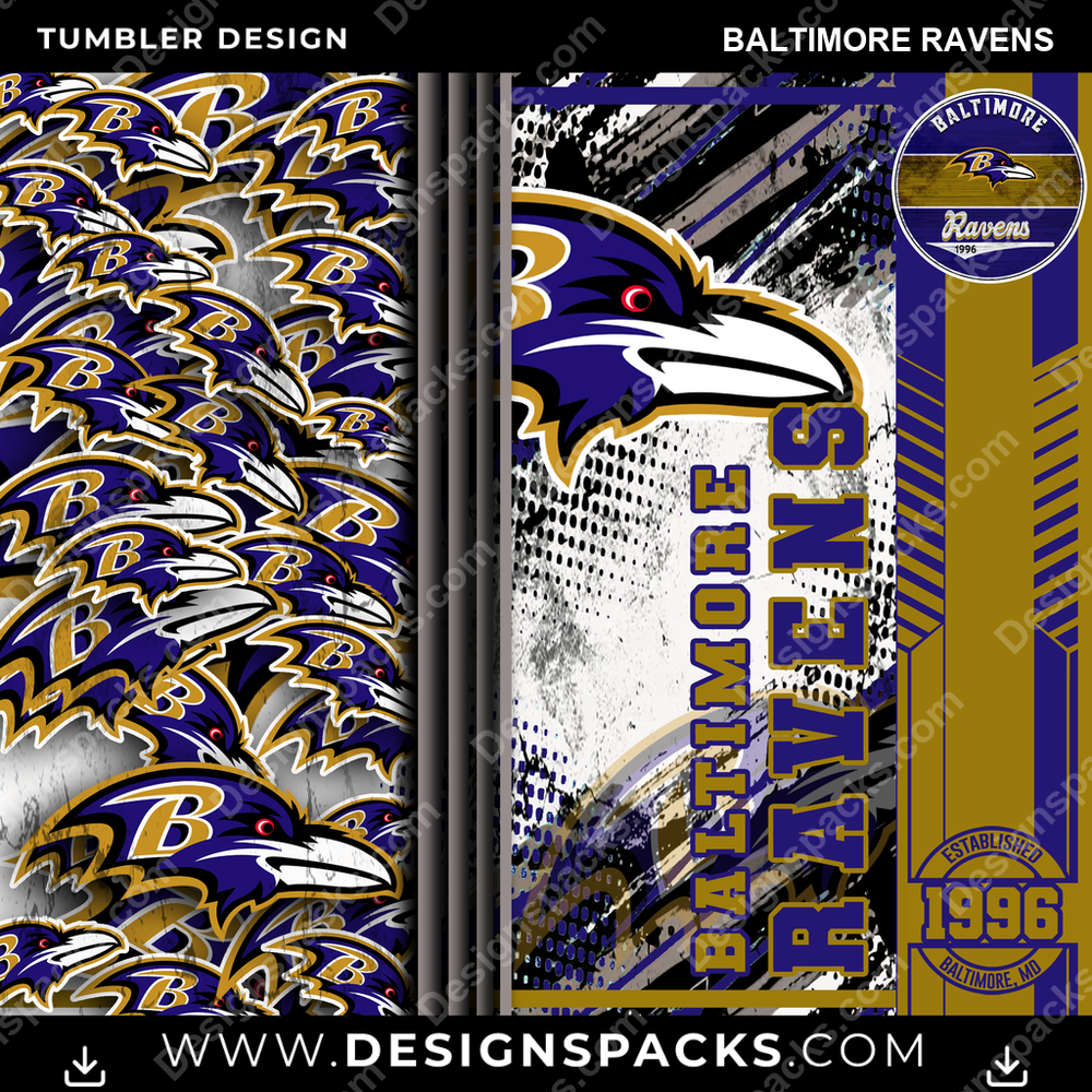 Football Sports Baltimore Ravens NFL Football Tumbler Digital Wrap Design Download