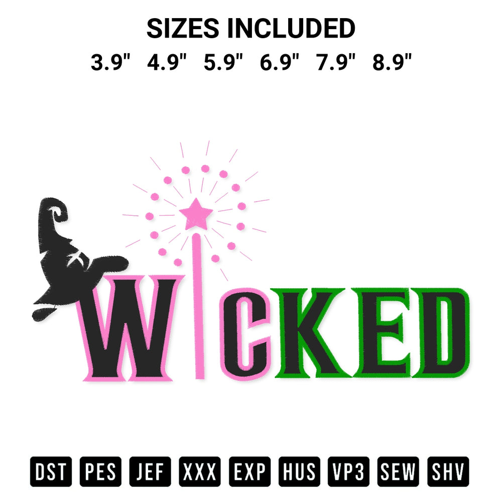 Looking for the perfect pattern? Download the Wicked Embroidery Design embroidery design today at Designspacks.com. Crisp, clean stitching guaranteed. Available sizes: 3.9", 4.9", 5.9", 6.9", 7.9", 8.9".