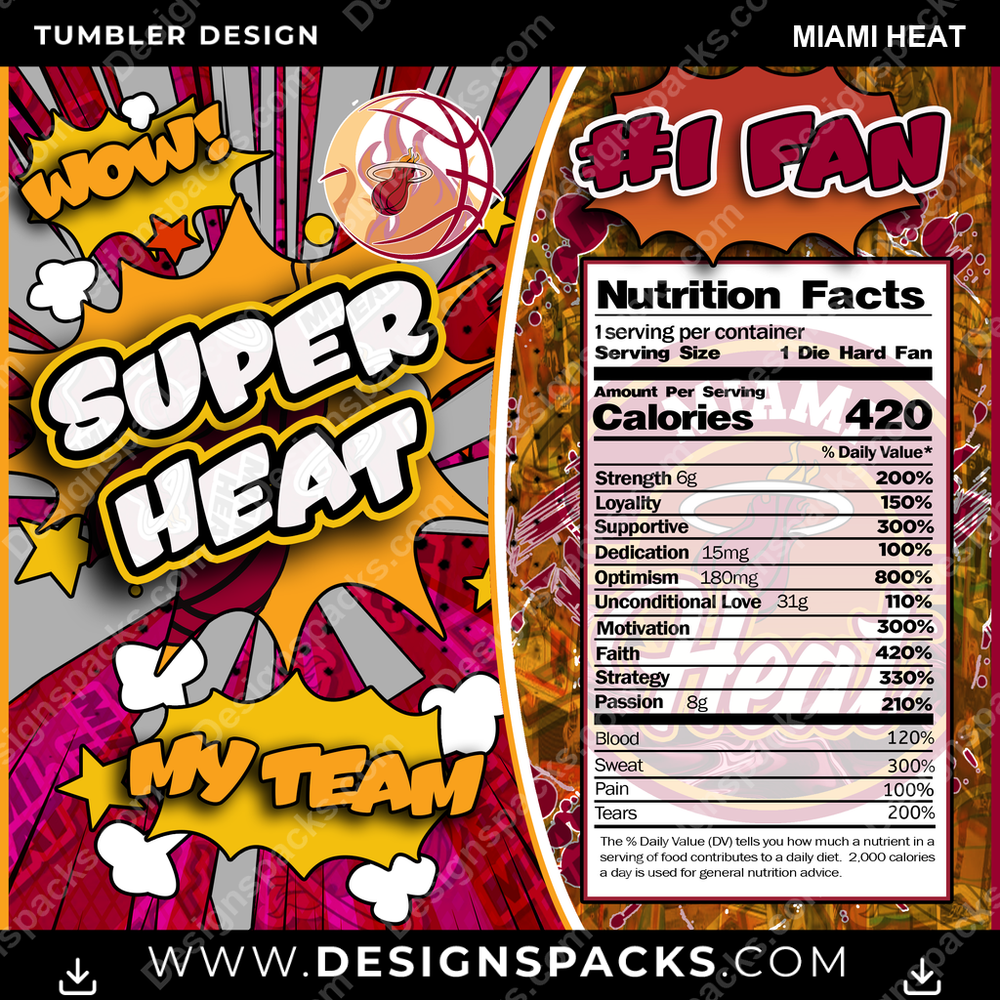 Basketball Super Team Miami Heat Tumbler Digital Wrap Design