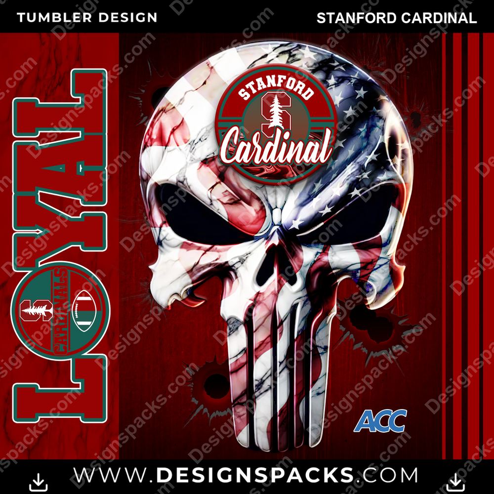 College Sport Loyal Stanford Cardinal Tumbler Digital Wrap Design