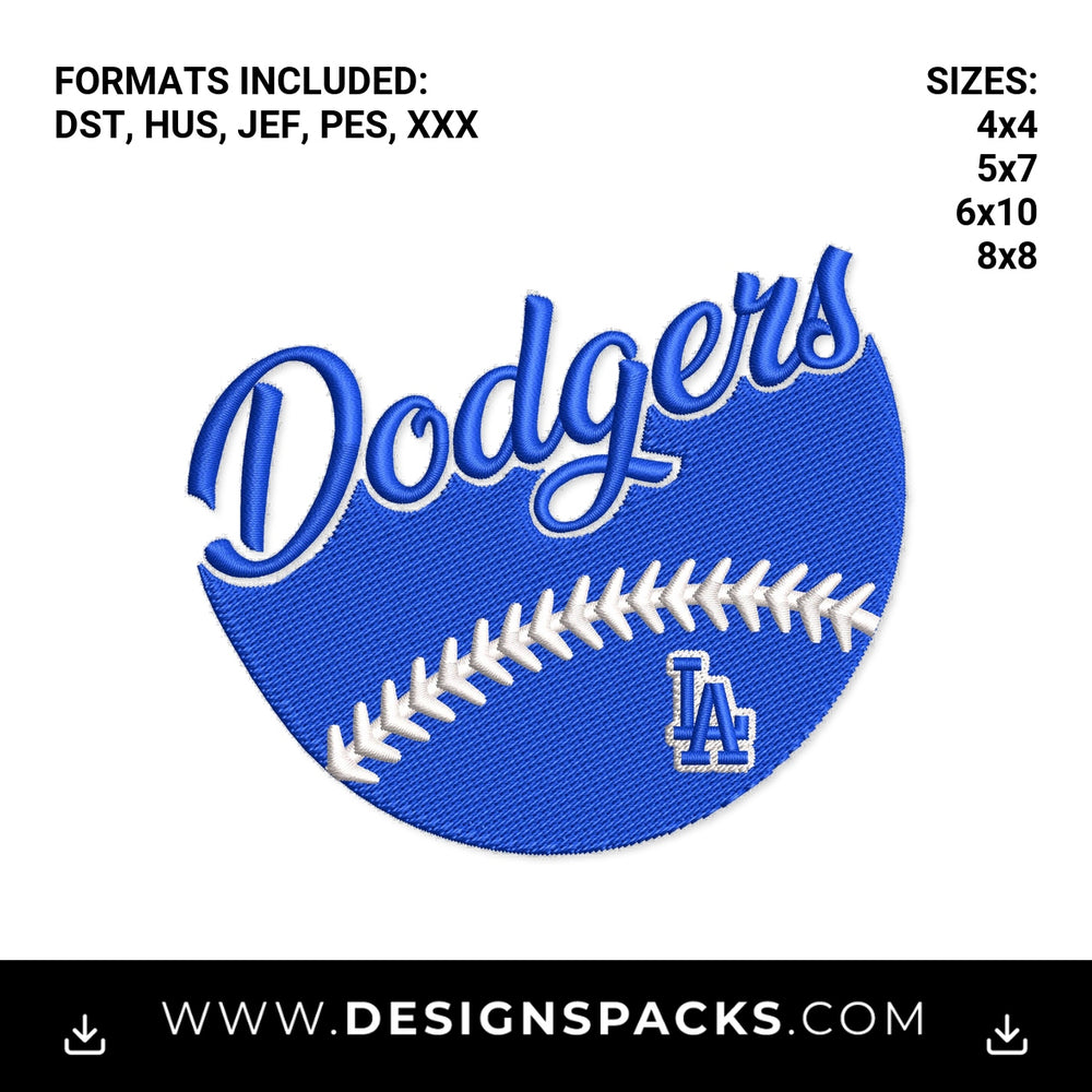 LA Dodgers Baseball Circle Stitch Embroidery Design - Instant digital download pattern at Designspacks.com