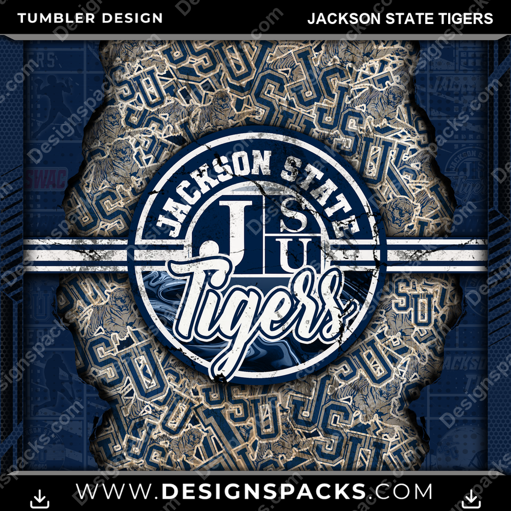 College Sport Ripped Jackson State Tigers Tumbler Digital Wrap Design