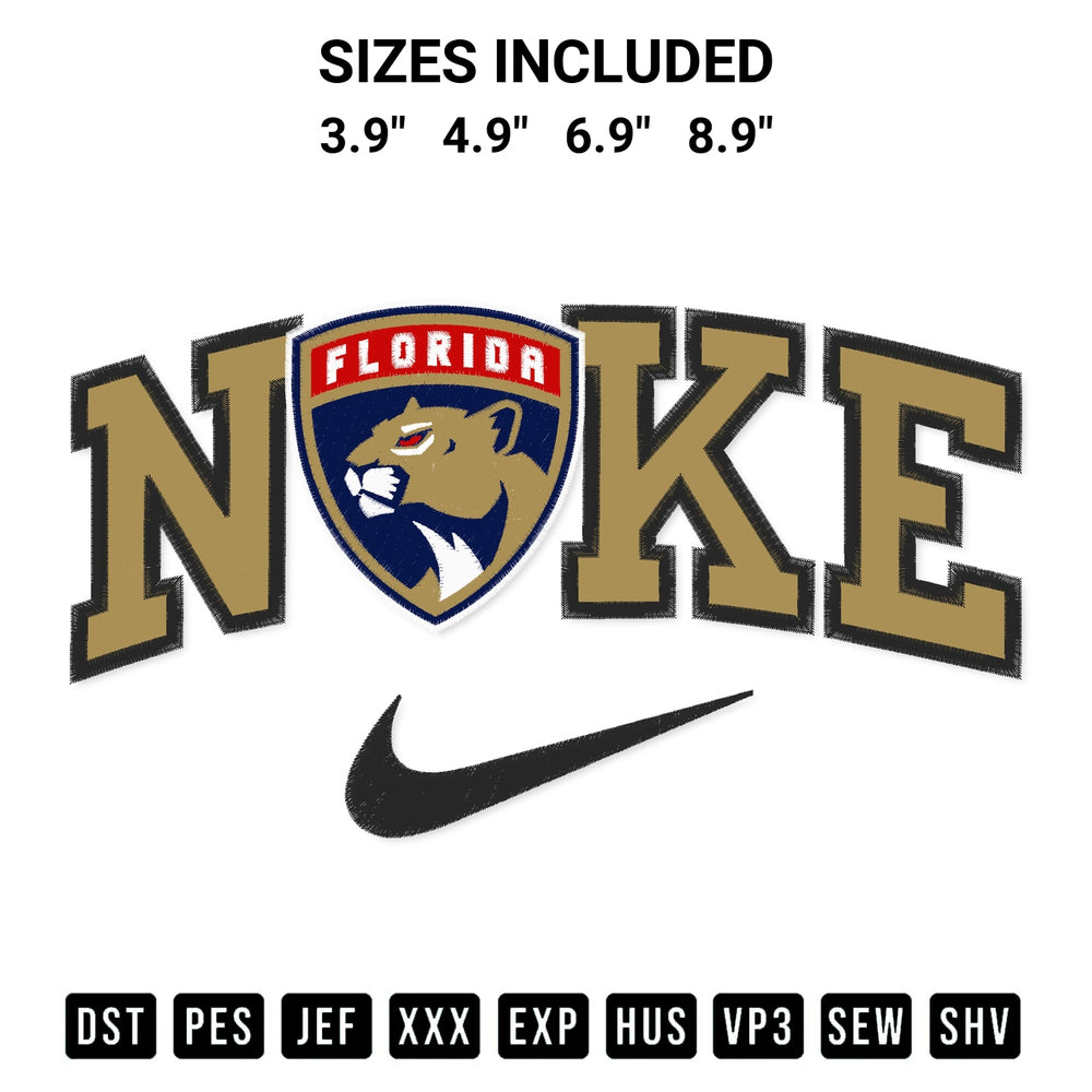 Stitch like a pro with the Florida Panthers X Nike Embroidery Design embroidery pattern from Designspacks.com. High-quality digital machine embroidery file. Available sizes: 3.9", 4.9", 6.9", 8.9".