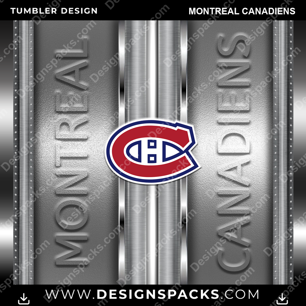 Ice Hockey Metallic Montreal Canadiens NHL Hockey Tumbler Digital Wrap Design Download
