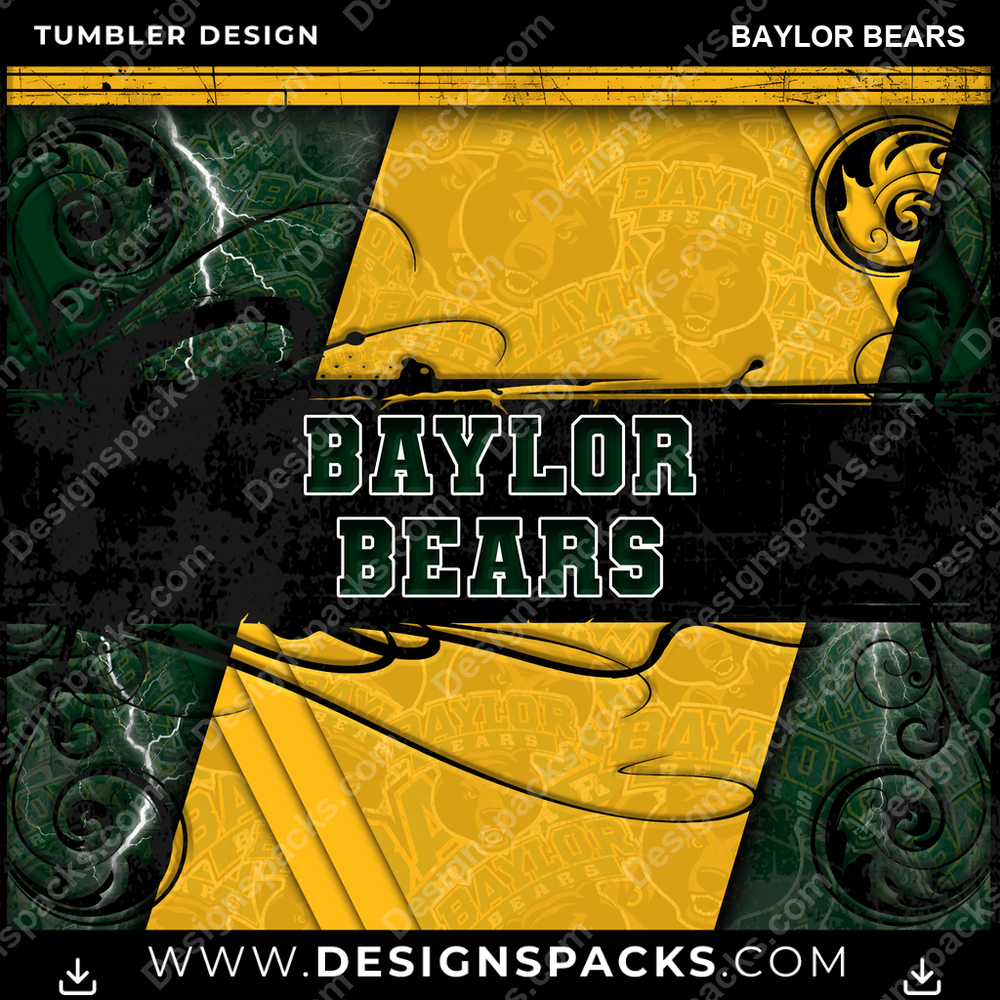 College Sport Elegant Baylor Bears Tumbler Digital Wrap Design