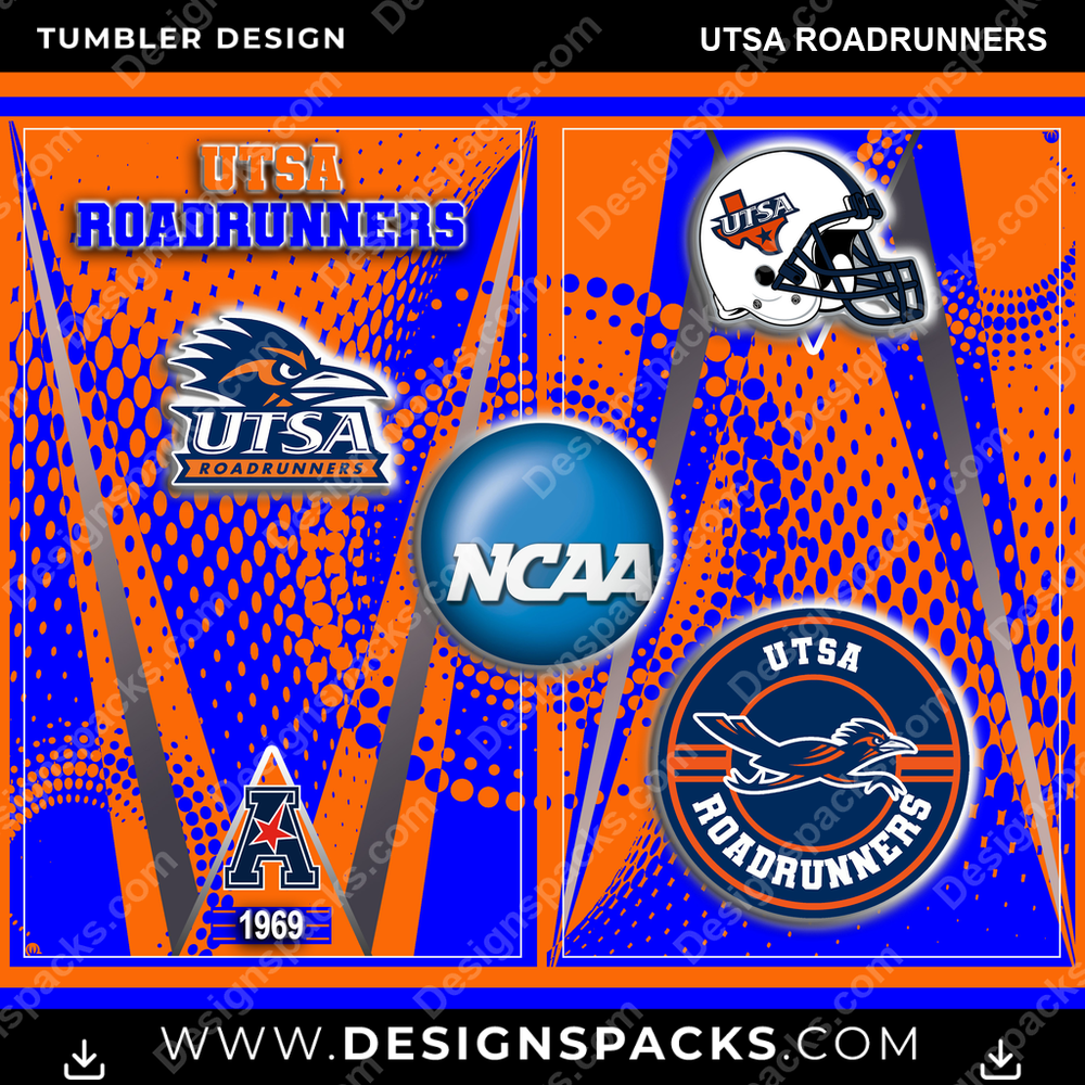 College Sport Team Logo UTSA Roadrunners NCAA College Sport Tumbler Digital Wrap Design Download