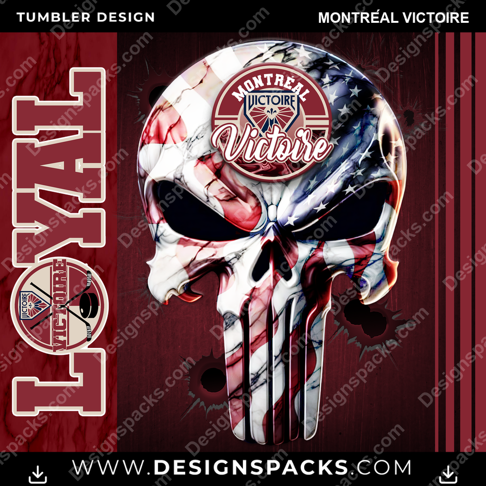 Hockey Skull Montréal Victoire Tumbler Digital Wrap Design