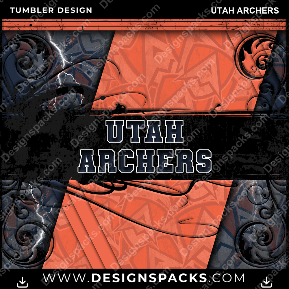 Lacrosse Elegant Utah Archers Tumbler Digital Wrap Design