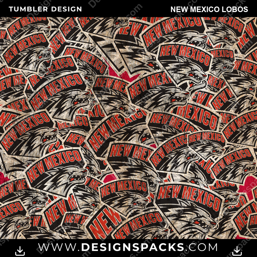 College Sport Logo BG New Mexico Lobos NCAA College Sport Tumbler Digital Wrap Design Download
