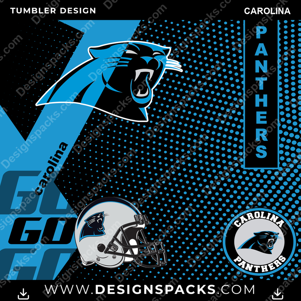 Football GO Carolina Tumbler Digital Wrap Design