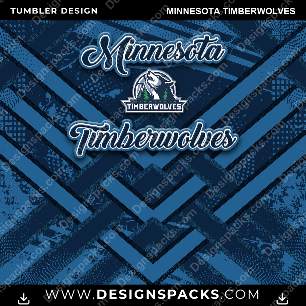 Basketball Glitter Stripe Minnesota Timberwolves Tumbler Digital Wrap Design