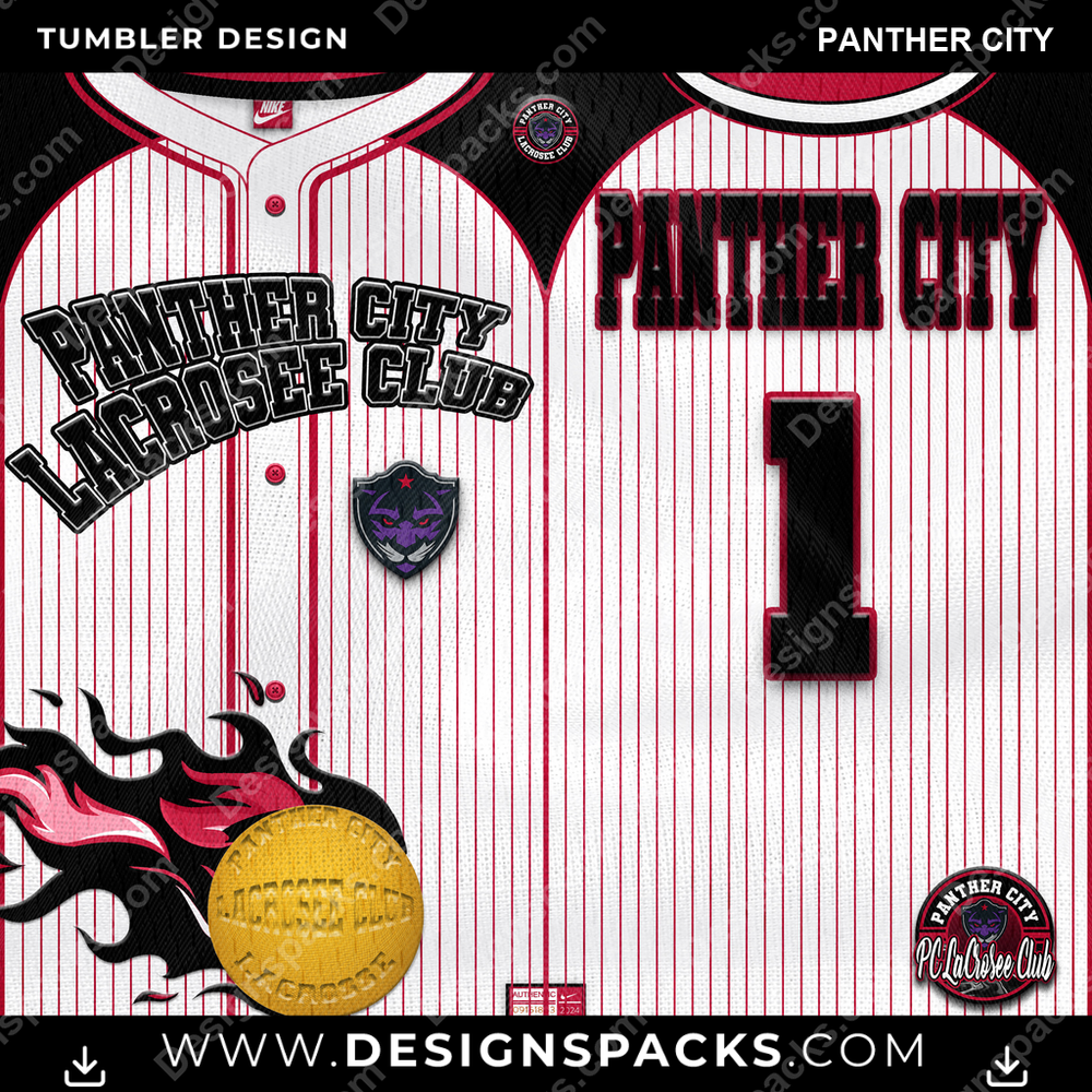 Lacrosse Team Button-Up Jersey Panther City Tumbler Digital Wrap Design