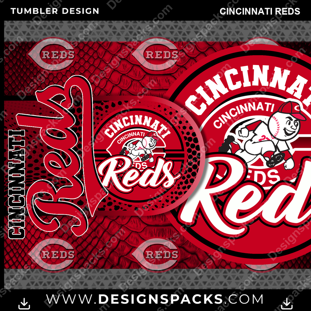 Baseball Hyper Cincinnati Reds Tumbler Digital Wrap Design