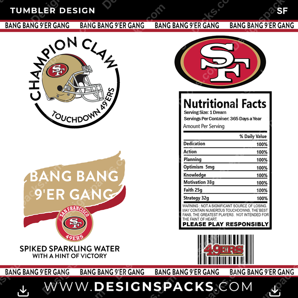 Football White Claw SF Tumbler Digital Wrap Design