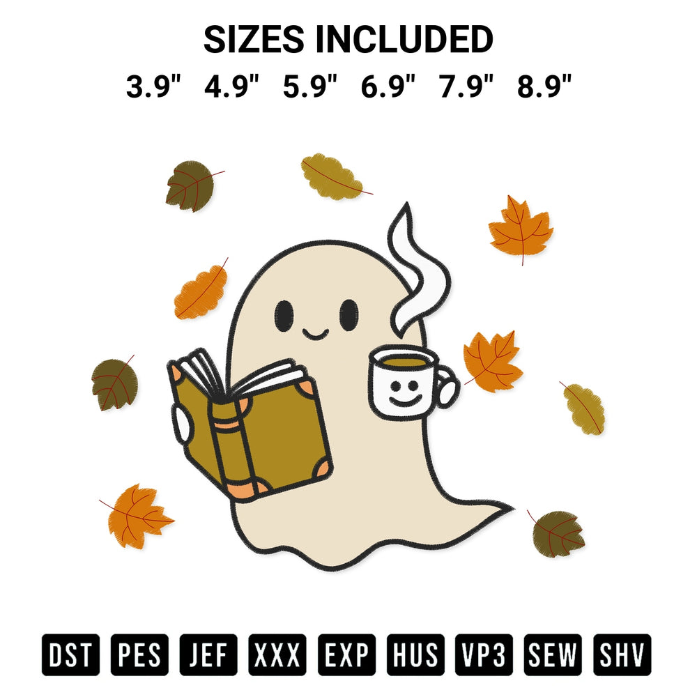 Looking for the perfect pattern? Download the Fall Ghost Reading Book Drinking Coffee Embroidery Design embroidery design today at Designspacks.com. Crisp, clean stitching guaranteed. Available sizes: 3.9", 4.9", 5.9", 6.9", 7.9", 8.9".