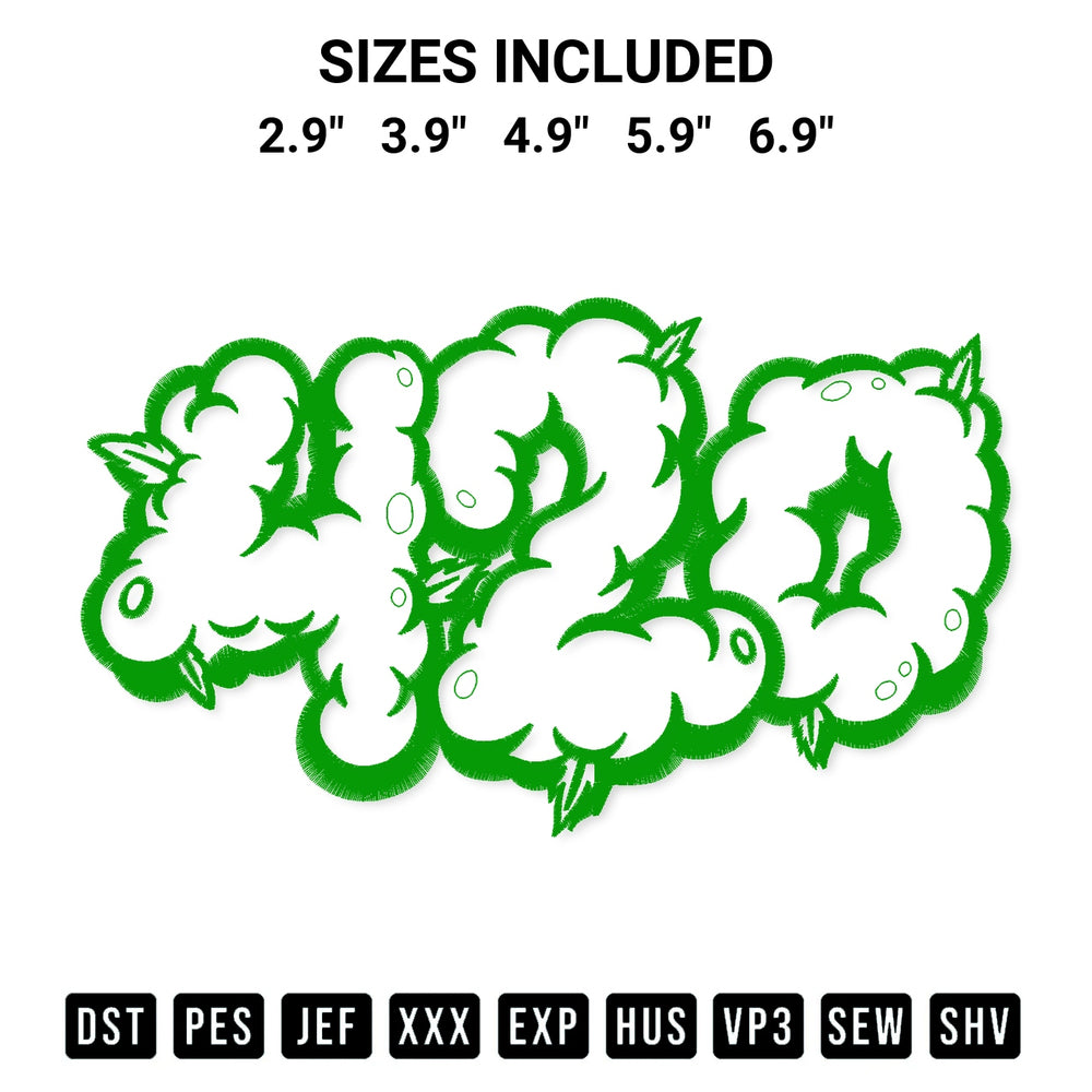 Looking for the perfect pattern? Download the 420 Marijuana Embroidery Design embroidery design today at Designspacks.com. Crisp, clean stitching guaranteed. Available sizes: 2.9", 3.9", 4.9", 5.9", 6.9".