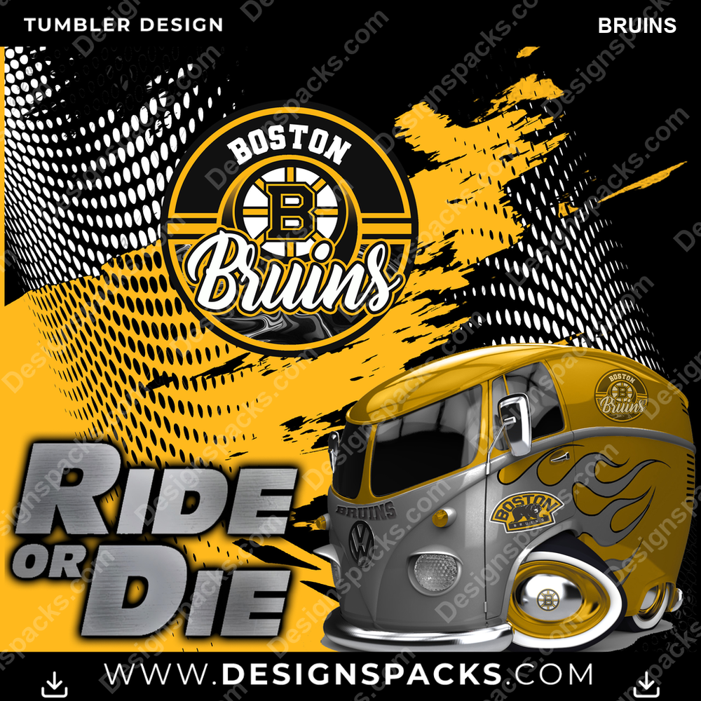 Ice Hockey RIDE or DIE BRUINS NHL Hockey Tumbler Digital Wrap Design Download