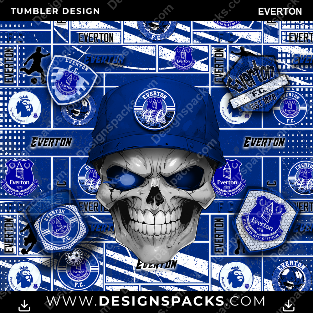 Soccer UK Skull Everton Tumbler Digital Wrap Design