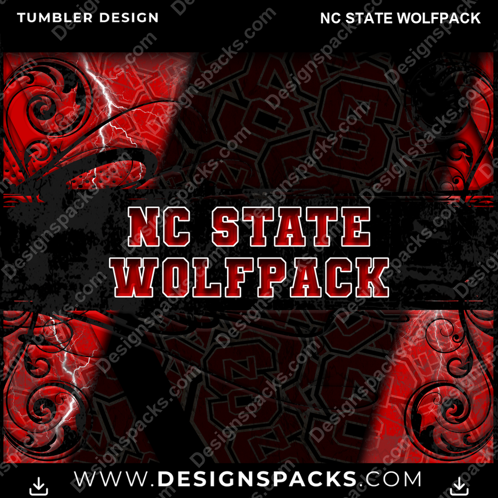 College Sport Elegant NC State Wolfpack Tumbler Digital Wrap Design