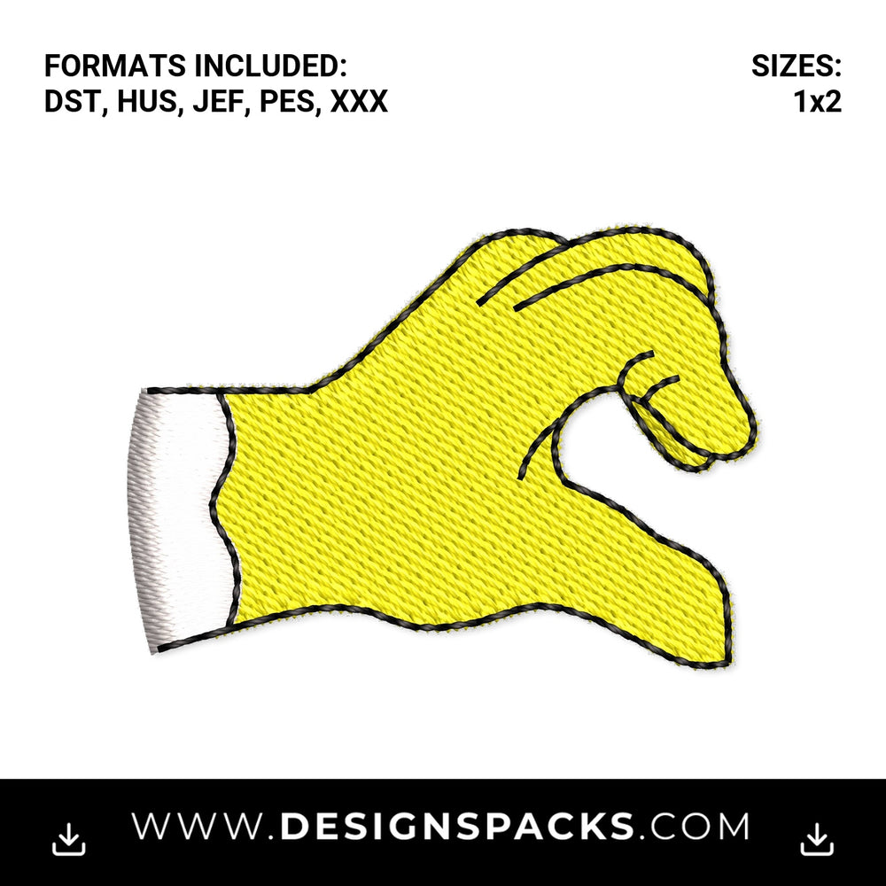 Yellow Cartoon Half Heart Hand Embroidery Design - Instant digital download pattern at Designspacks.com